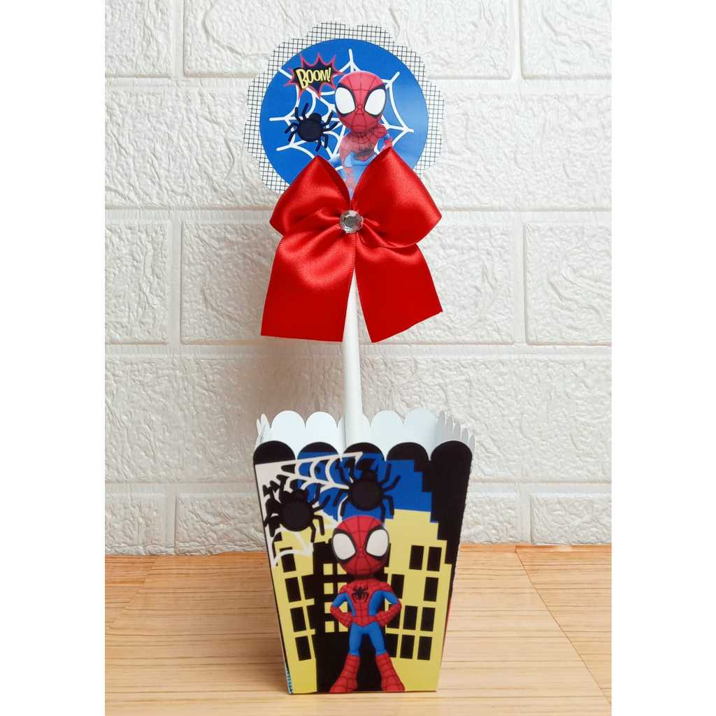 Centro de Mesa Personalizada - Cachepô - Semi-Montadas - Lembrancinha para Festas - Homem Aranha Cut