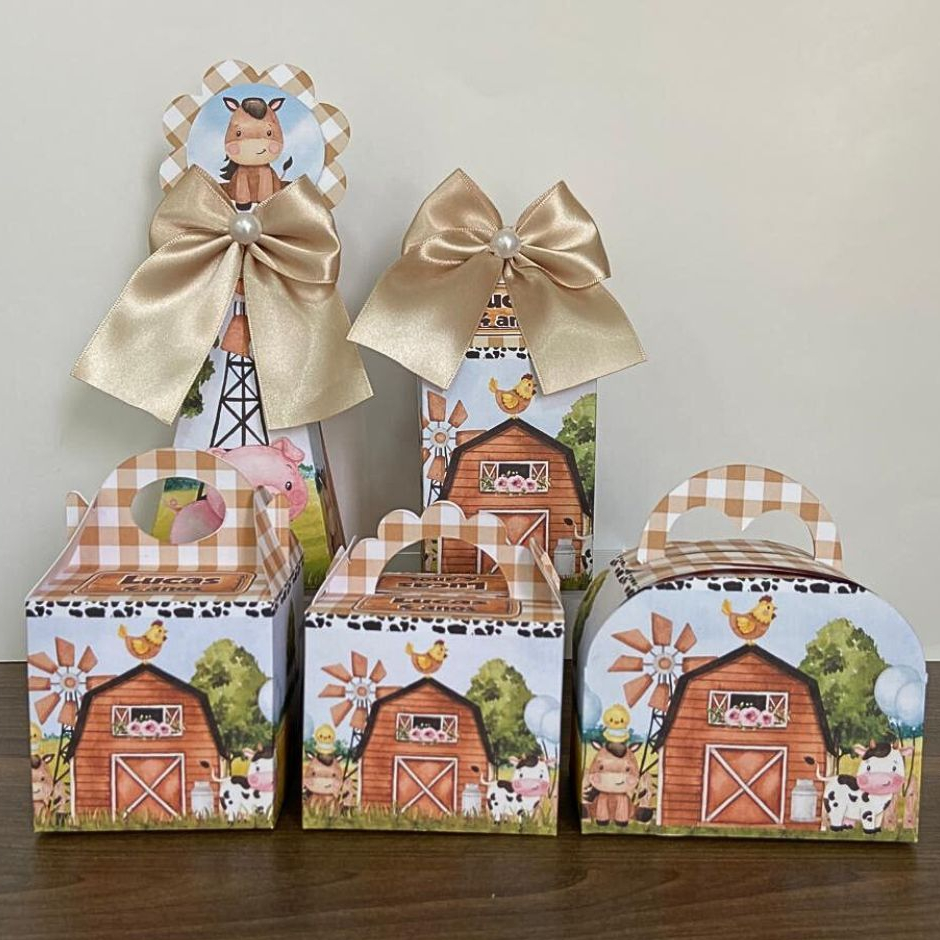 PEGUE E MONTE - Kit Festa Personalizado Fazendinha Lembrancinhas Caixinhas para festa