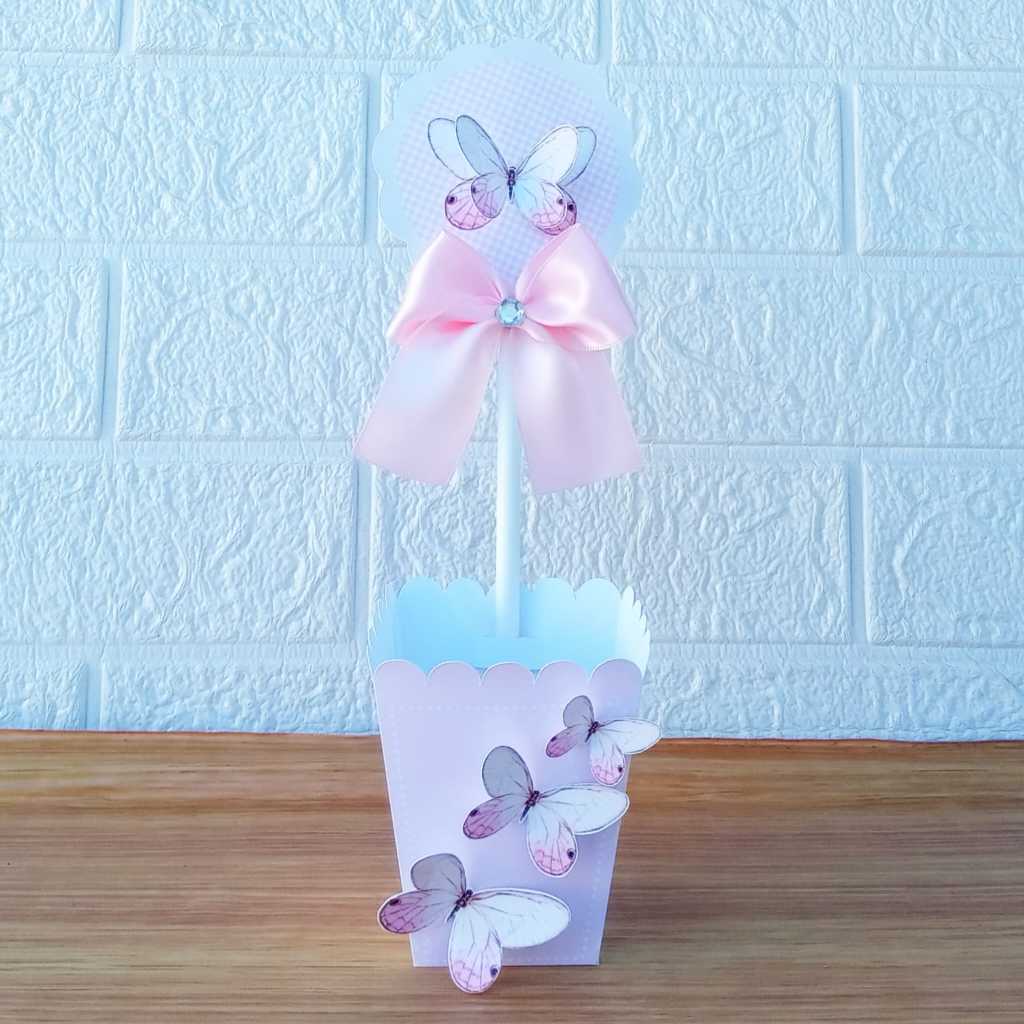 Centro de Mesa Personalizada - Cachepô - Semi-Montadas - Lembrancinha para Festas - Jardim das Borboletas