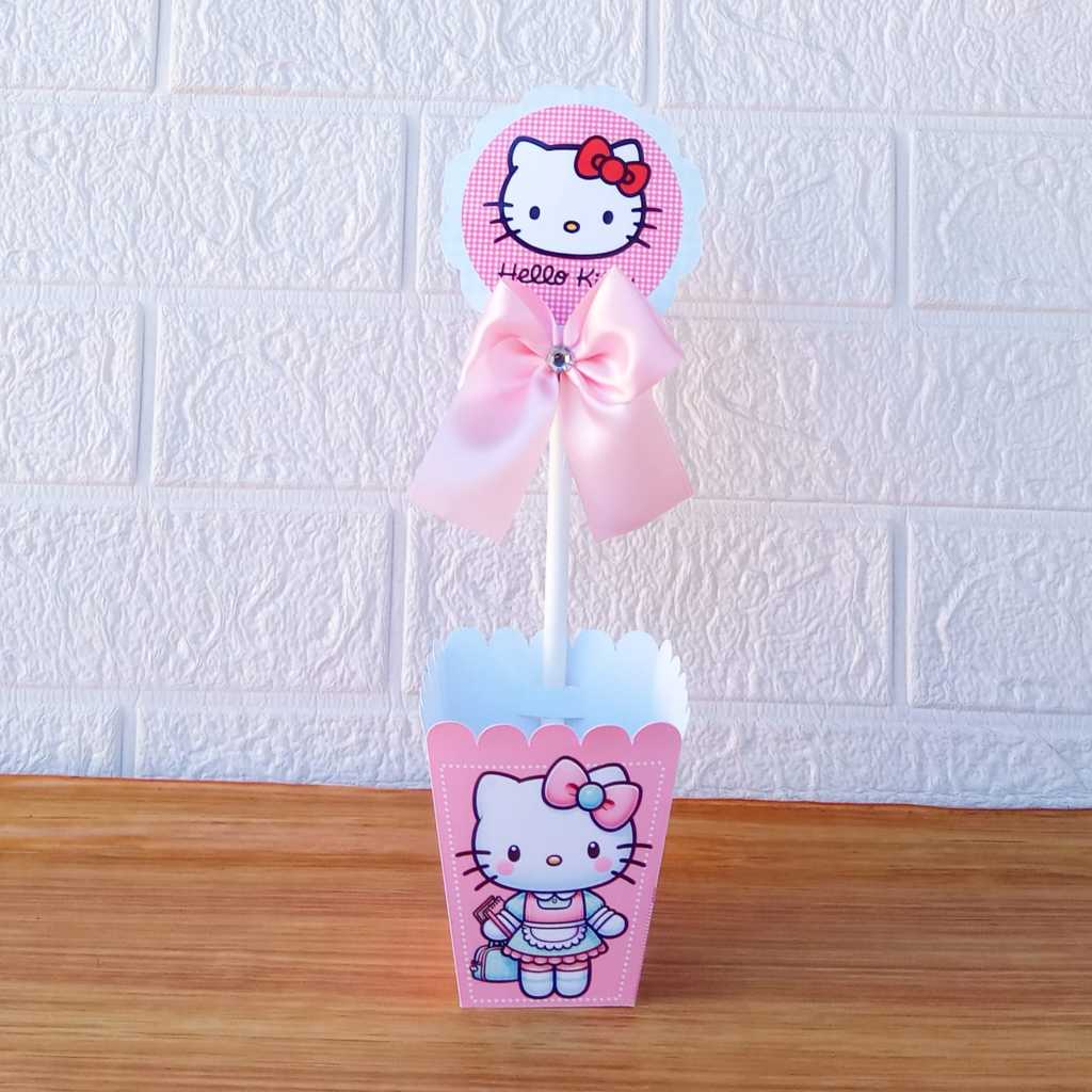 Centro de Mesa Personalizada - Cachepô - Semi-Montadas - Lembrancinha para Festas - Hello Kitty
