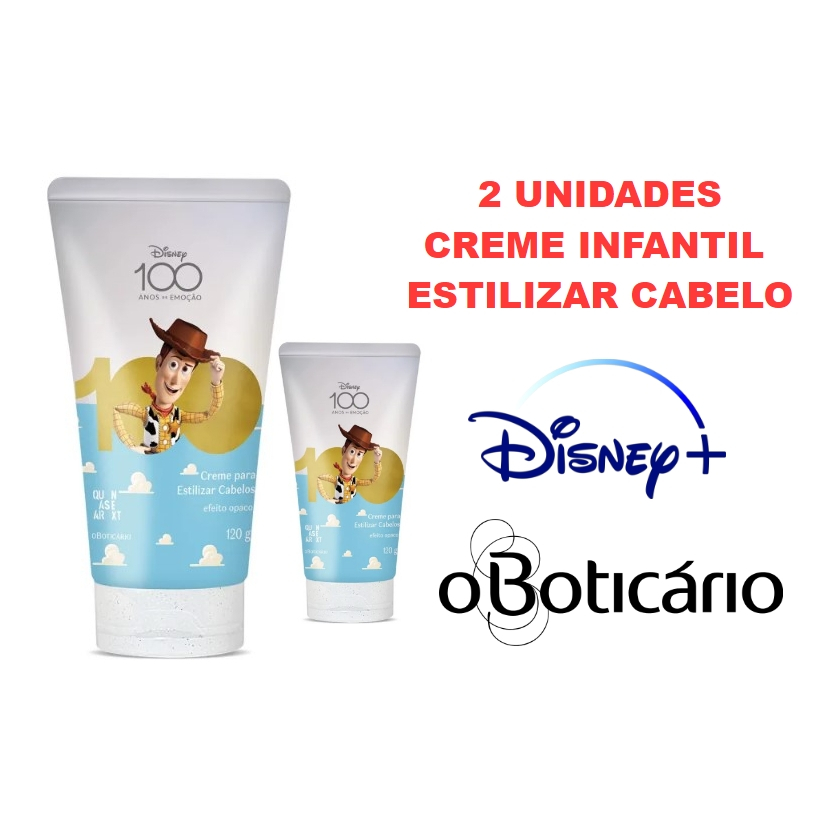2 CREME INFANTIL ESTILIZAR CABELOS DISNEY O BOTICARIO