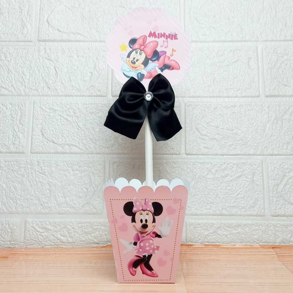 Centro de Mesa Personalizada - Cachepô - Semi-Montadas - Lembrancinha para Festas - Minnie Rosa