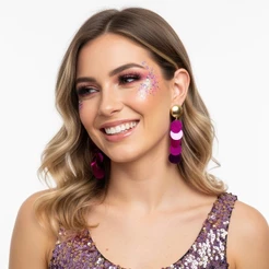 Brinco Colorido Feminino de Discos para Carnaval e Fantasia