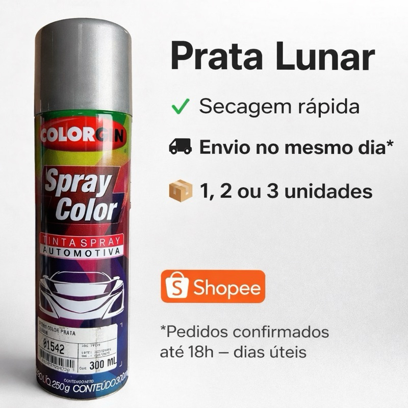 SPRAY COLOR PRATA LUNAR 300 ML - COLORGIN AUTOMOTIVO em Oferta na Shopee