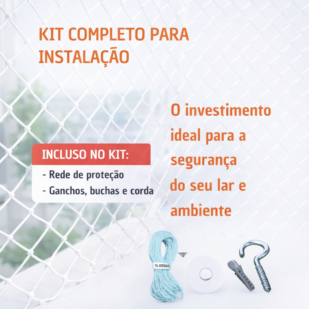 Rede de Proteção Kit Completo Sob Medida Janelas Gatos Crianças — imagem 2 de 2