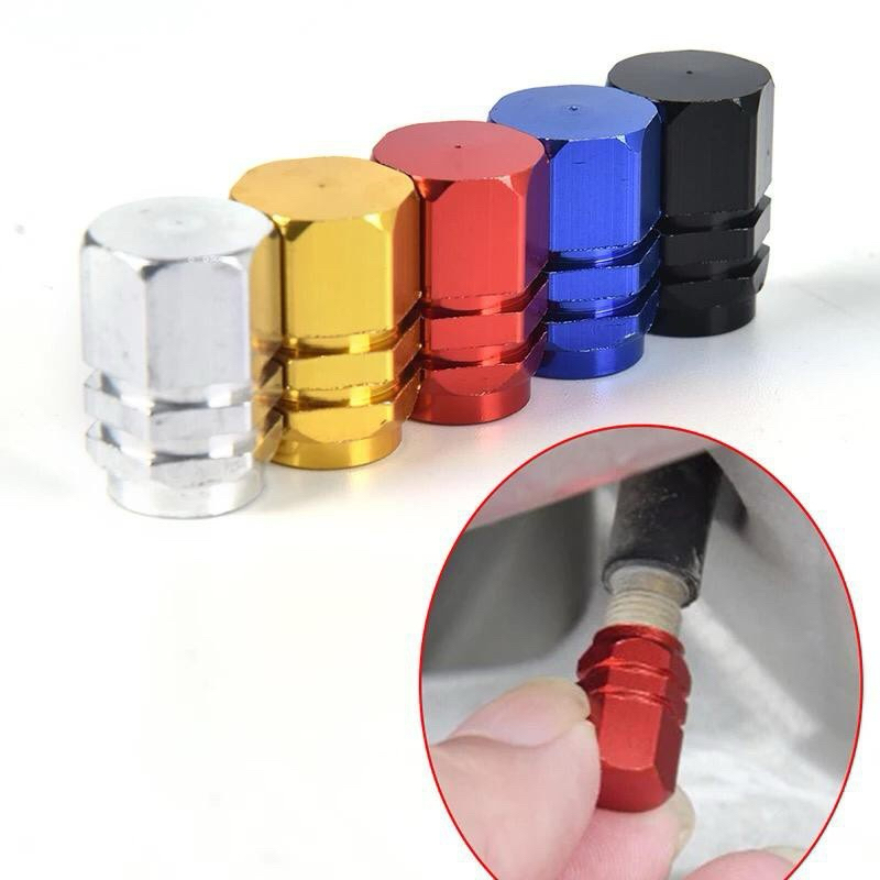 kit Tampinha Tampas Da Válvula Do Pneu De Carro De Metal Aluminio Carro Biquinho Moto Bicicleta Bike