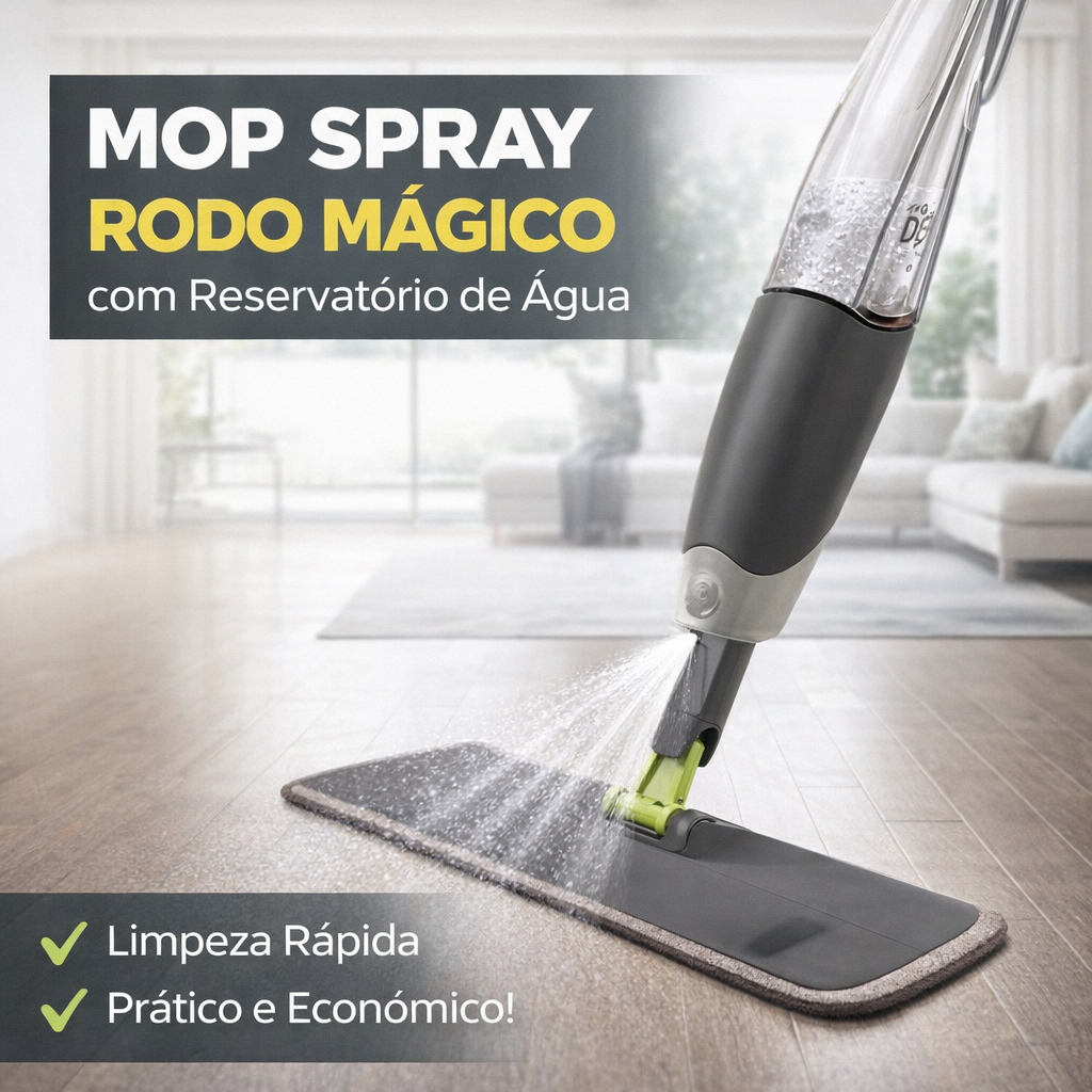 Mop Spray Rodo Mágico com Reservatório de Água – Prática com Refil, Spray Ativado por Gatilho