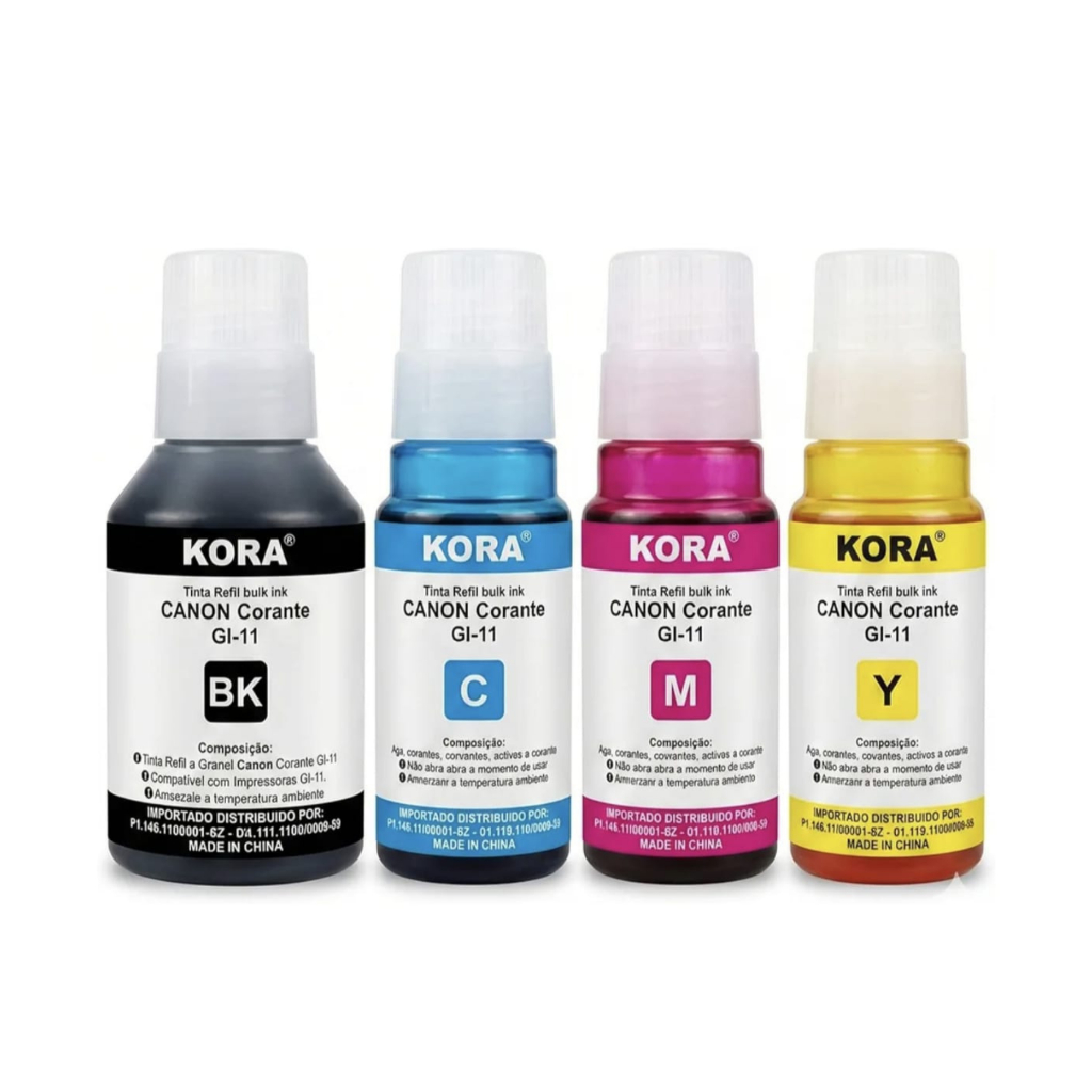 Kit 4 Tinta Canon G3160 G2160 G3170 G3060 Gi-11 Preto Azul Amarelo Magenta