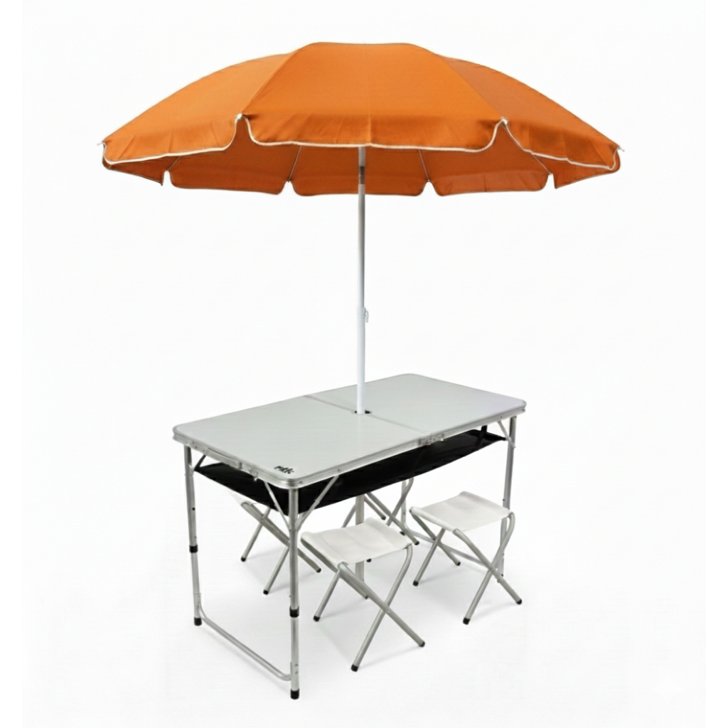 Jogo De Mesa Dobrável Nautika NTK120x60 Com 4 Cadeiras Mesa Camping Dobrável Alumínio Tipo Maleta