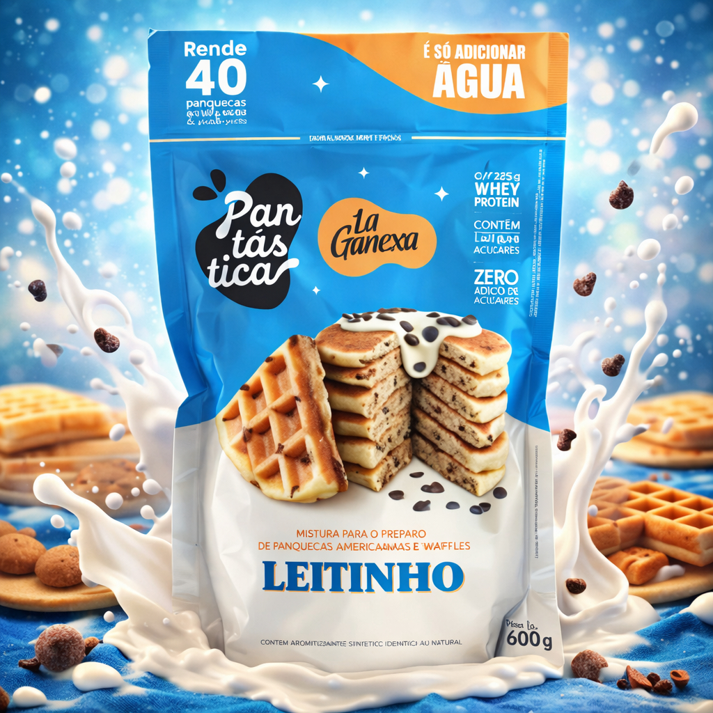 Pouch Pantastica Panqueca Proteica Zero Açúcar 600g. - Leitinho com Whey Protein - La Ganexa em Oferta na Shopee