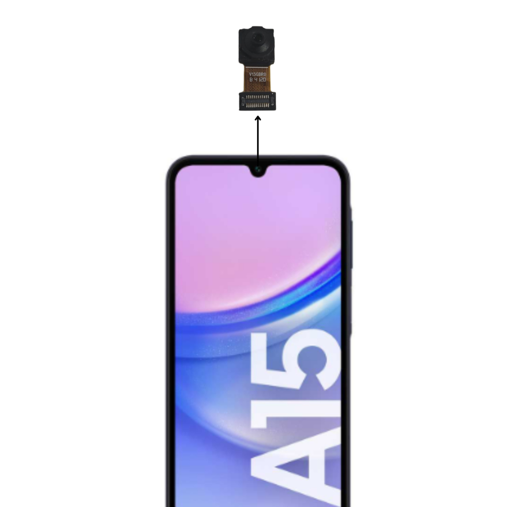 Câmera Frontal Galaxy A15 para selfie nítida e videochamada, módulo frontal