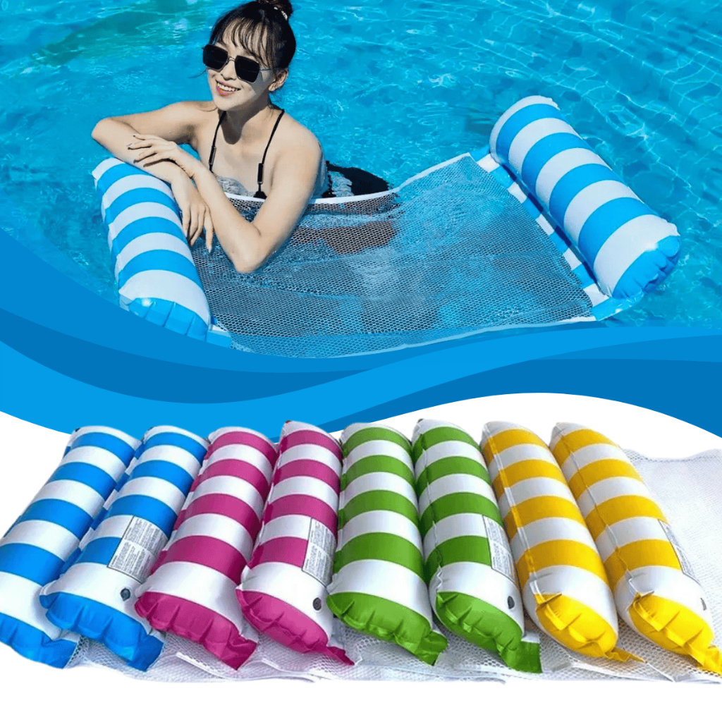 Bóia Rede Inflável Piscina 4 em 1 Praia Flutuante Colchão Inflavel para Água Reclinável Listrada em Oferta na Shopee