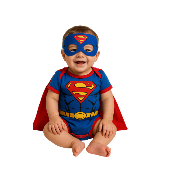 Body Bebê Temático Mesversario Fantasia Infantil   Superman