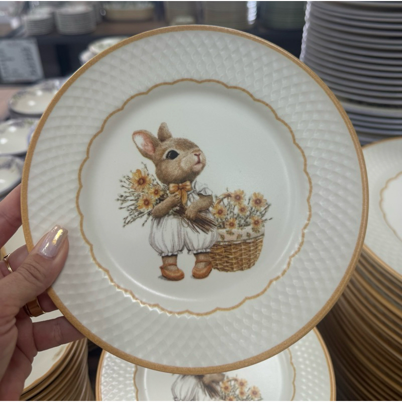 Prato de Sobremesa em Cerâmica Coelho Páscoa 2ª Linha