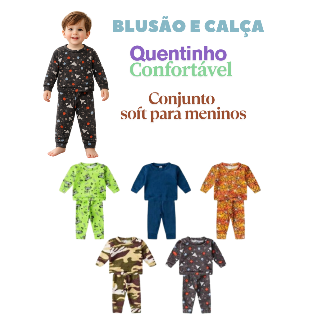Kit Sortido 6 Peças Soft Roupa De Bebê Menino Infantil Inverno Soft Roupa Conjunto Frio
