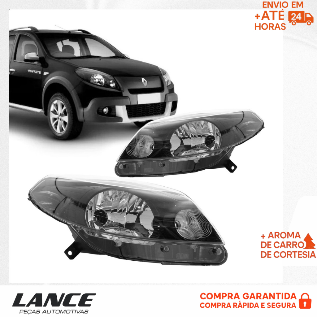 Farol Sandero 2012 2013 2014 2015 Máscara Negra em Oferta na Shopee