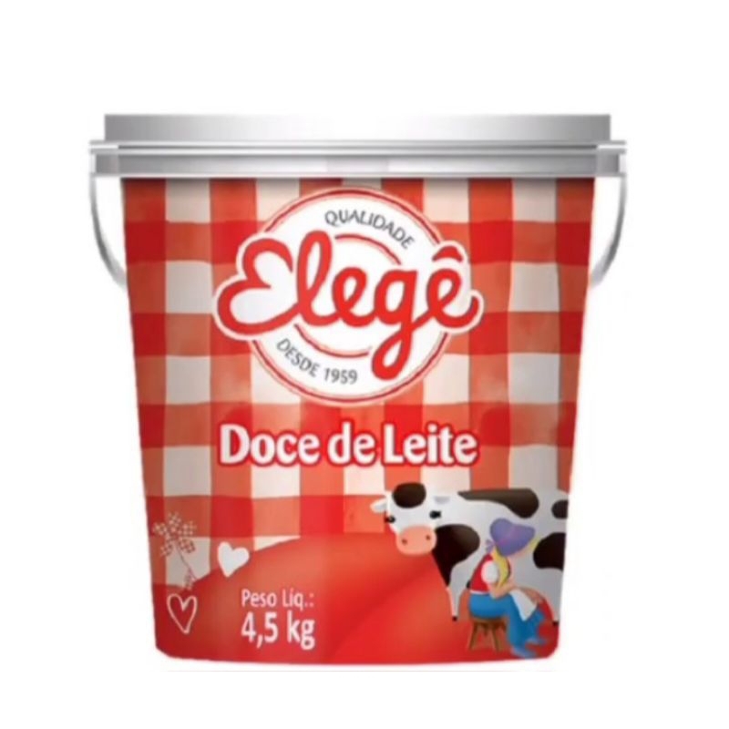 Balde Doce de Leite Elege- Uso Culinário Profissional- Recheio Cobertura Cremoso para Receitas Premium 4,5 kg