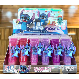 Kit 6 ps LIP GLOSS STITCH COM GLITTER + CHAVEIRO PINGENTE Stitch ou Kuromi melhor negócio em Oferta na Shopee