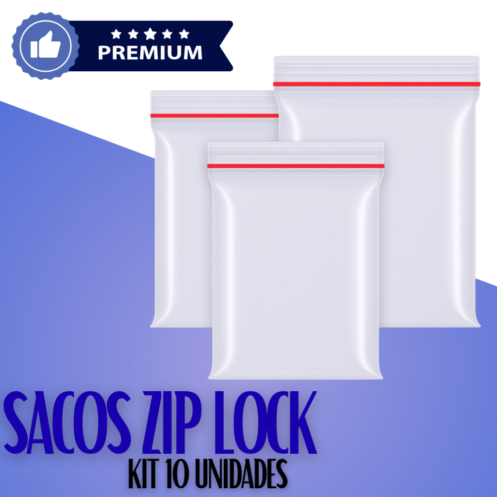 Saco Zip Lock Kit 10 Unidades Plástico Hermético Atacado Abre Fecha Alimentos Livre Organização em Oferta na Shopee