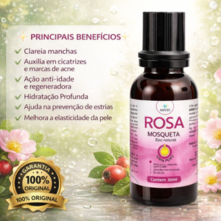 Óleo de Rosa Mosqueta 30ml 100% Natural /Clareador de Estrias e Manchas / Anti-idade / Regeneradorra em Oferta na Shopee