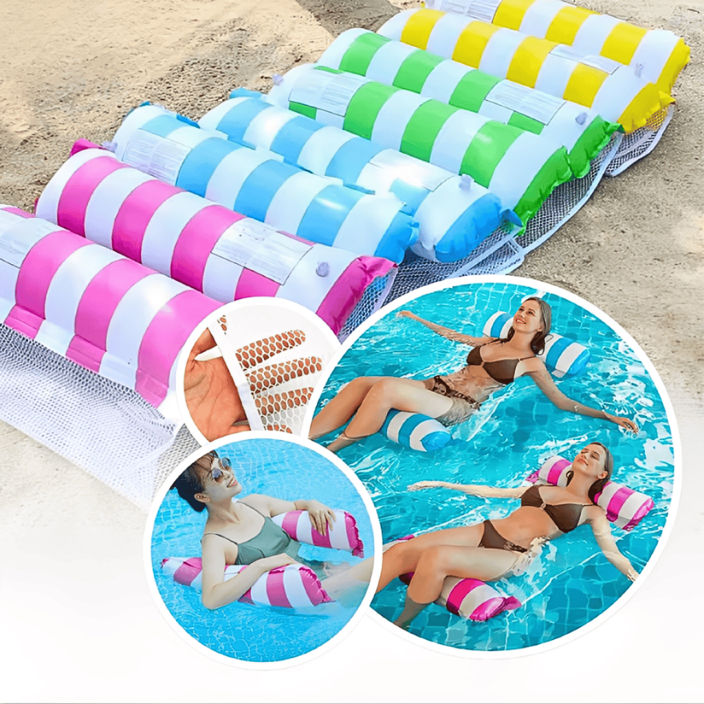 Bóia Rede Piscina Piscina 4 Posições Praia Flutuante Colchão Inflavel para Água Reclinável Listr