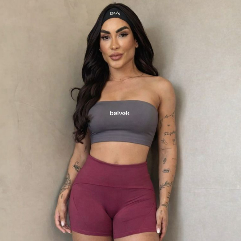 Kit 2 top faixa academia feminino treino power forrado ciclismo corrida esportivo