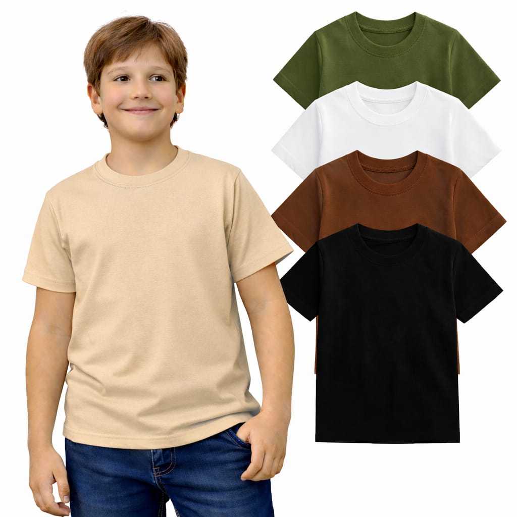 Kit com 2 e 5 Camiseta Infantil 100% Lisa Básica Manga Curta Unissex Masculina e Feminino Lisa Básica em Oferta na Shopee