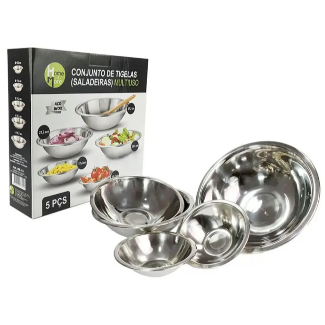 Kit Tigela Bowl Saladeira Multiuso Organizador de Alimentos Prático para Cozinha