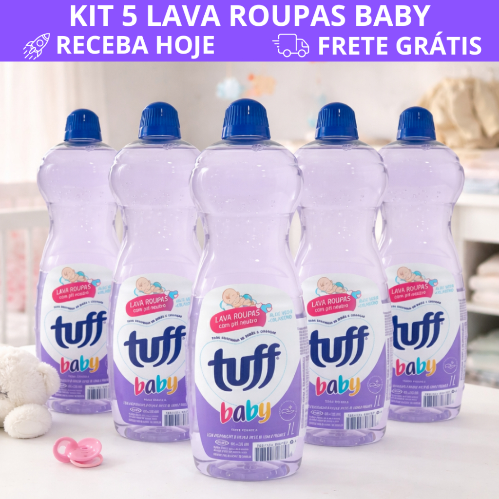 Kit 5 Lava Roupas Baby Tuff 1L Sabão Líquido Infantil