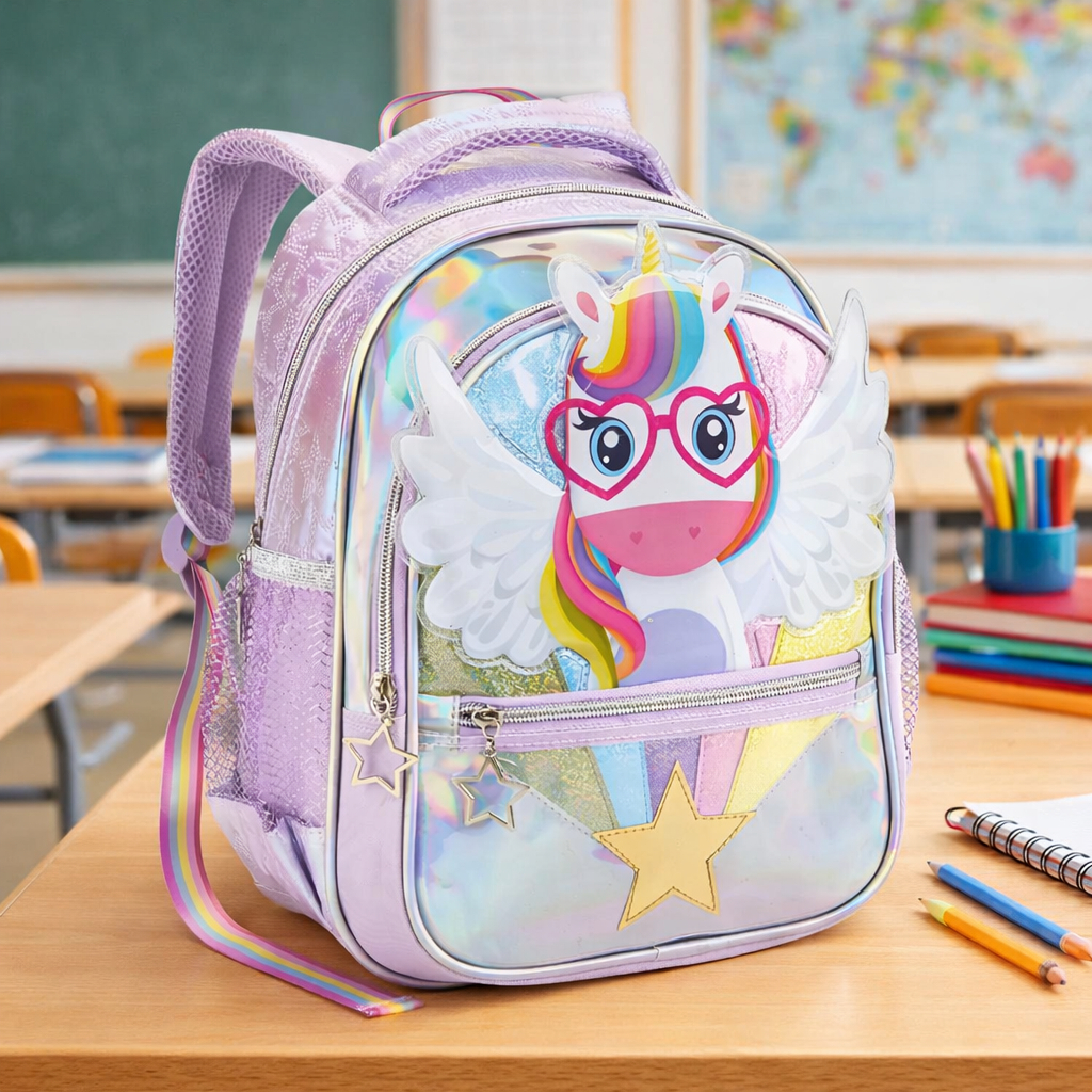 Mochila Infantil Feminina Escolar Unicórnio Sereia Princesa Resistente Leve Grande Pequena