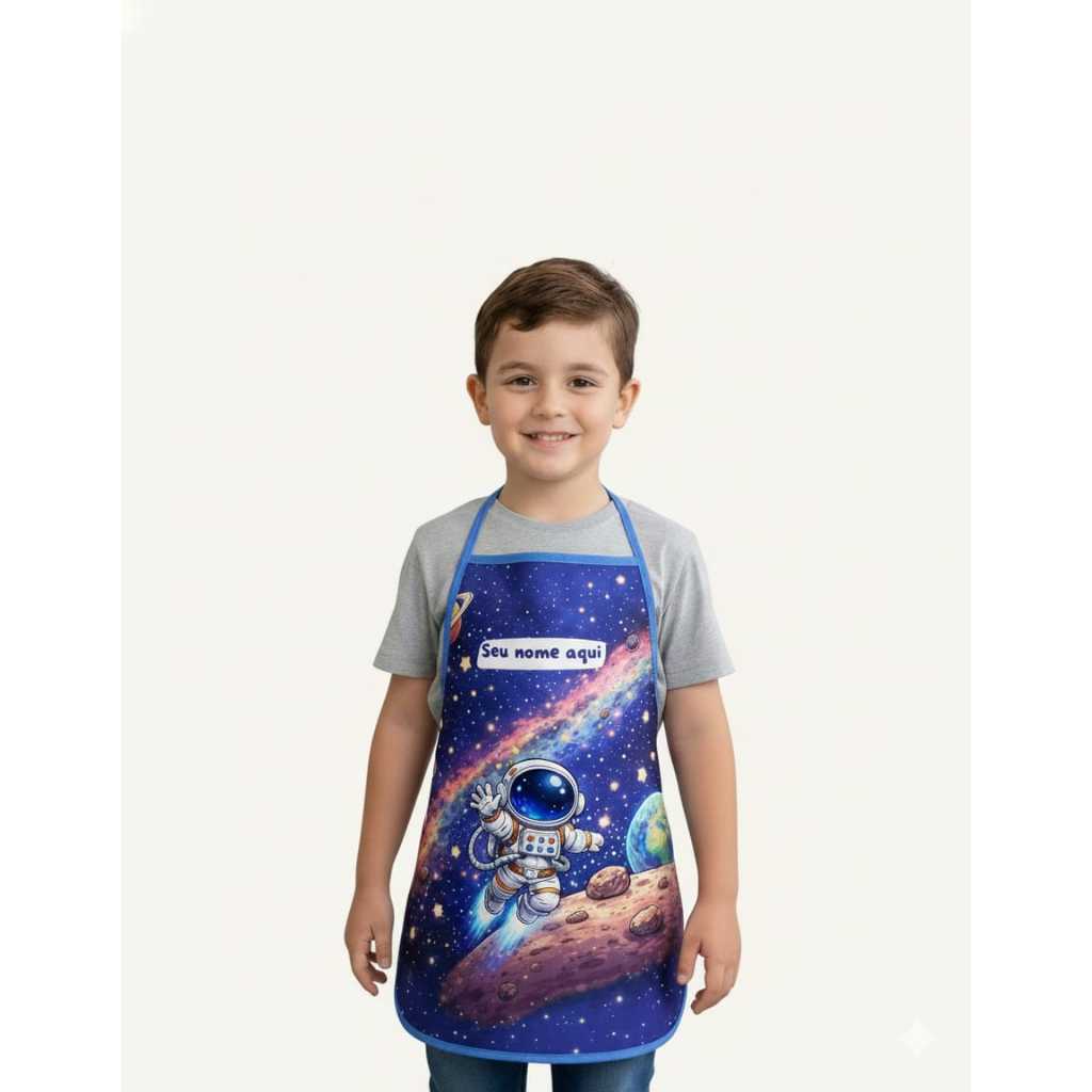 Avental infantil personalizado Astronauta escolar plastificado em Oferta na Shopee