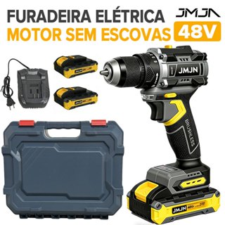 JMJN Furadeira Elétrica 48V com Motor Sem Escovas, Baterias de Lítio de Alta Potência Iluminação LED e Velocidade Dupla em Oferta na Shopee