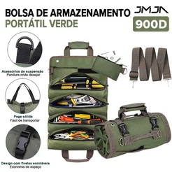 JMJN Bolsa de Ferramentas Enrolável 900D com 4 Bolsos e 2 Pouches Destacáveis, Organizador Portátil Verde