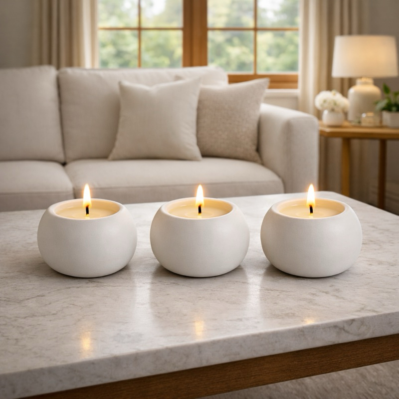 Kit 3 Velas Aromáticas Perfumadas Artesanal + Vaso Decorativo Para Plantas