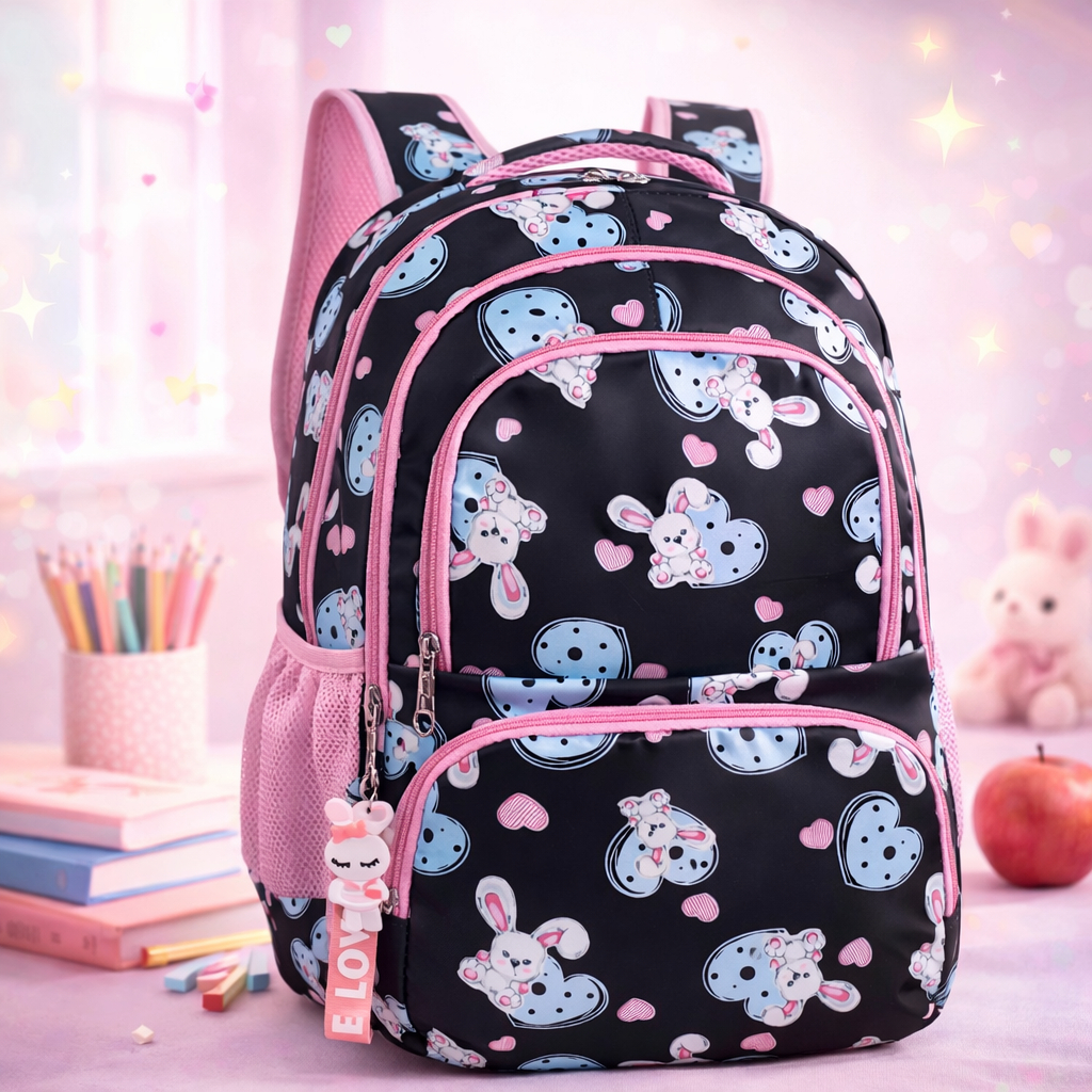 Mochila Escolar Infantil Feminina Grande, Impermeável, Estampa de Coelhinho, Resistente em Oferta na Shopee