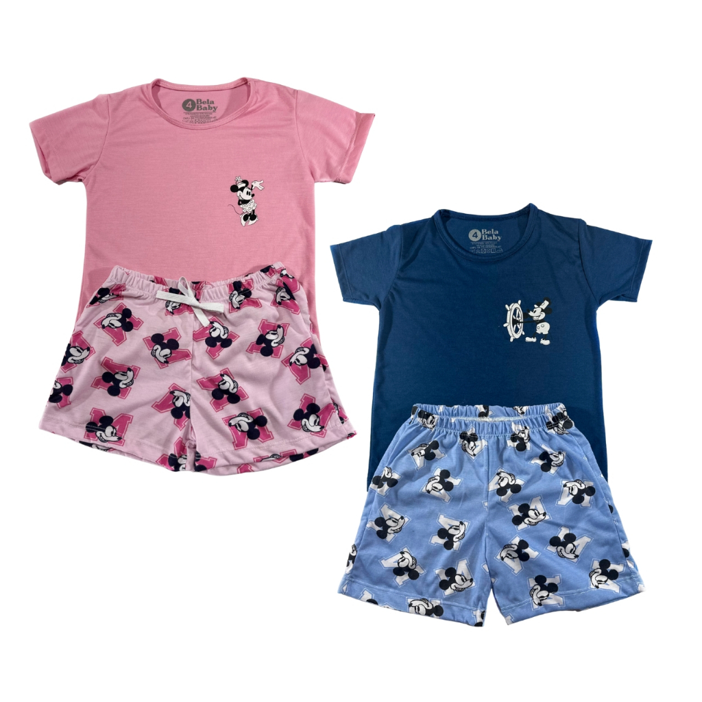 Kit com 2 Pijamas Infantis Mickey ou Minnie