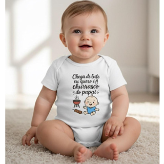 Body Bebê Unissex Chega De Leite Quero Churrasco Confortável Tamanhos P M G GG em Oferta na Shopee