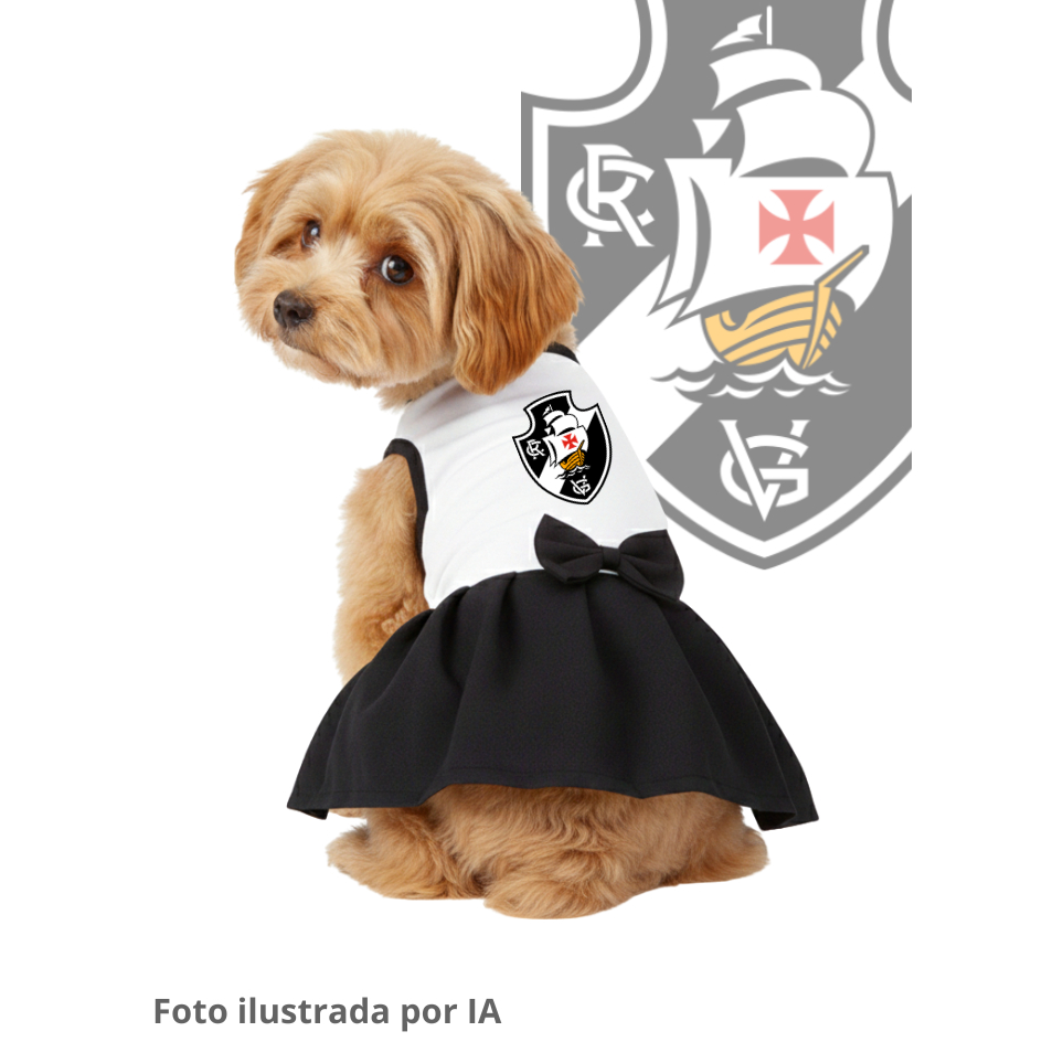 Vestidinho Pet vasco da gama coleção times do coração -- tamanhos PP ao G | Escolha o time.
