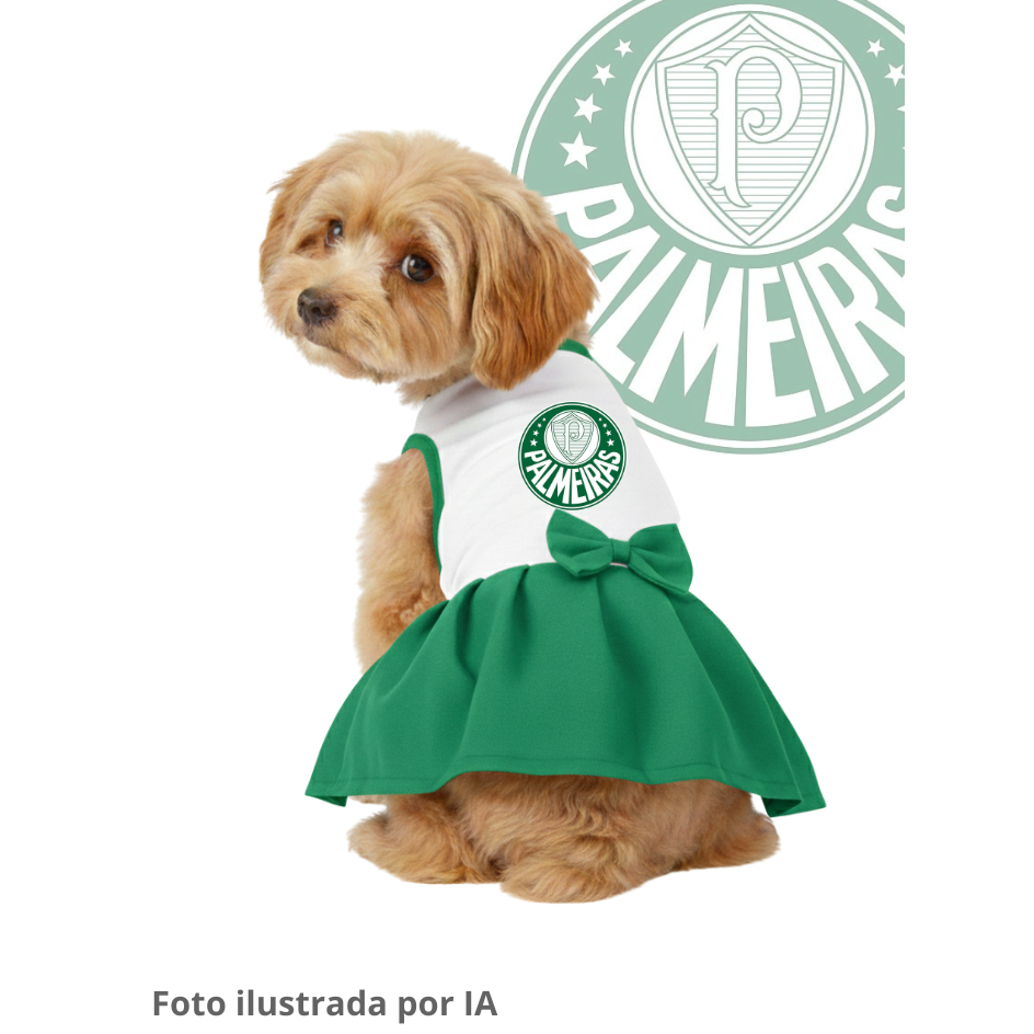 Vestidinho Pet Palmeiras coleção times do coração -- tamanhos PP ao G