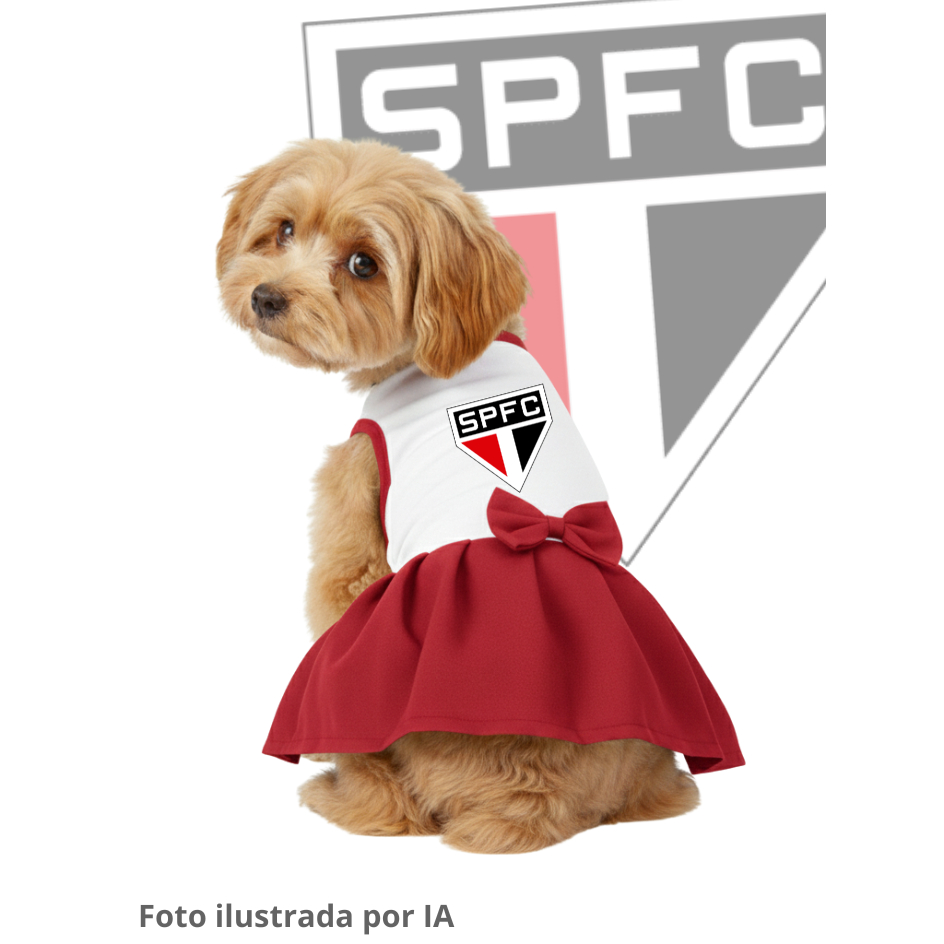 Vestidinho Pet São Paulo coleção times do coração -- tamanhos PP ao G