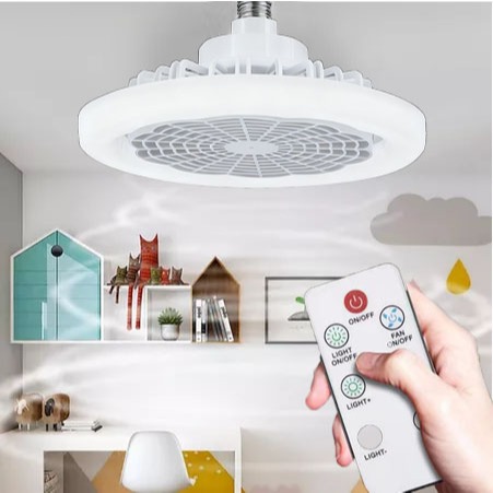 Ventilador De Teto Com Led Lâmpada E27 30W Com Controle Remoto para Sala Quarto Iluminaçao em Oferta na Shopee