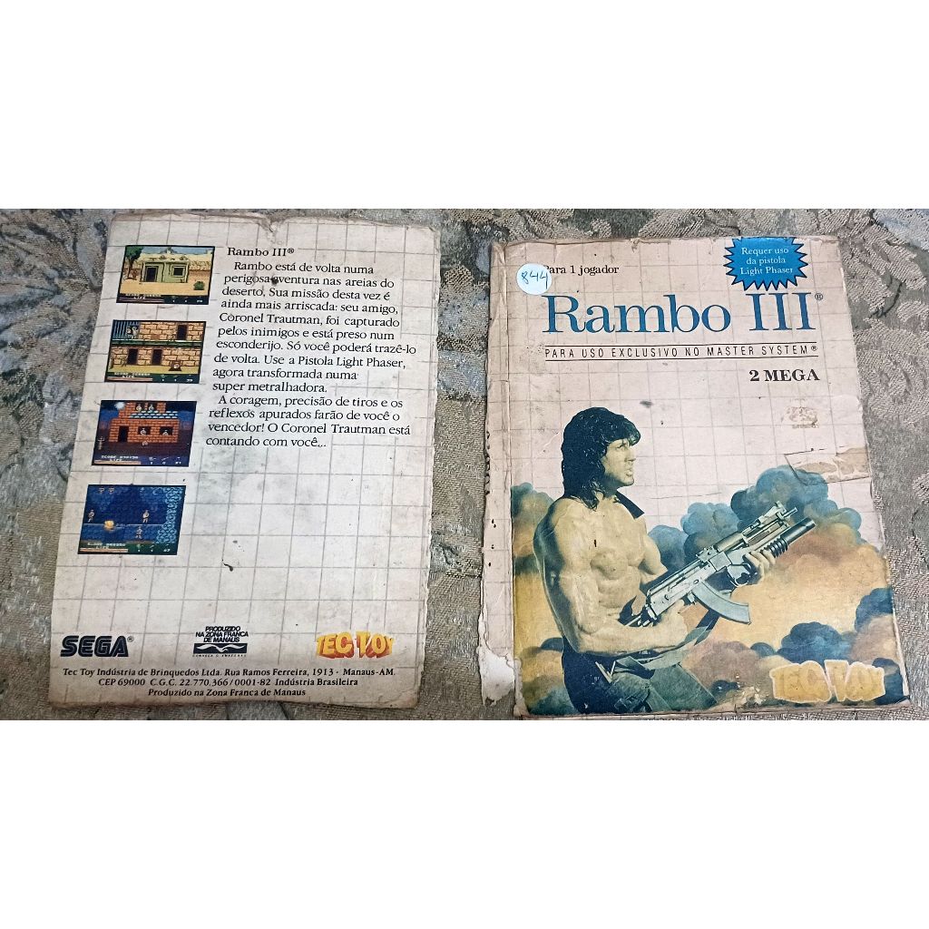 Encarte Capa Rambo 3 Original Tec Toy Master System