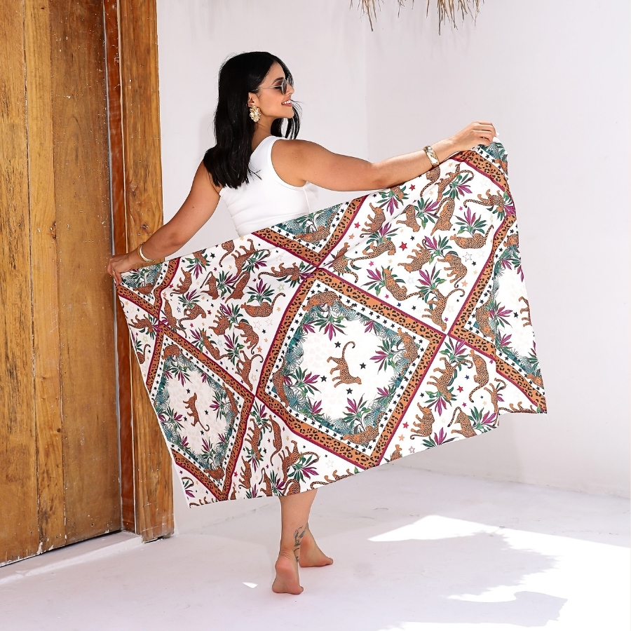 Canga Saída de Praia Feminina Estampada Pareô Leve Elegante Moda Praia Verão