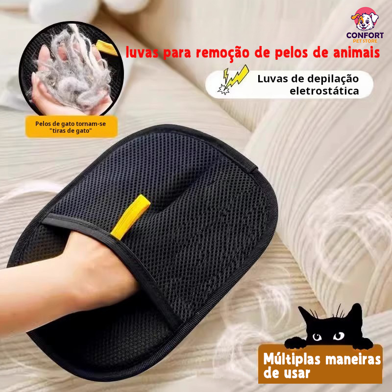 Luvas para remoção de pelos de animais de estimação - adequadas para cães, gatos, roupas e móveis - antiestáticas