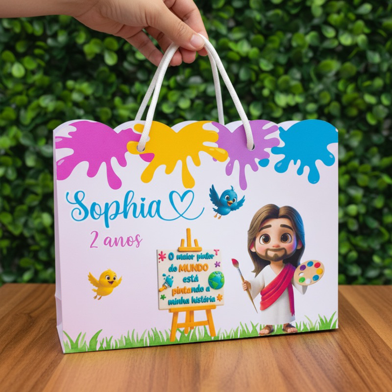 Sacolinha Personalizada O Maior Pintor do mundo menina | Aniversário | Lembrancinha Festa Infantil