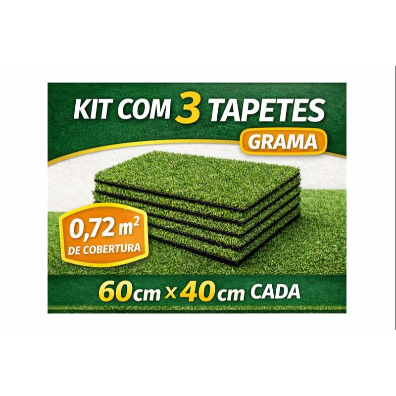 KIT 3 TAPETES DE GRAMA SINTÉTICA 60x40 CM – BASE ANTIDERRAPANTE – PARA PET, CRIANÇA, JARDIM E PLAYGROUND em Oferta na Shopee