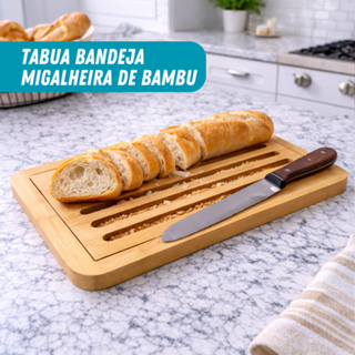 Migalheira de Bambu Bandeja Tabua de corte Para pãos pao bolo frios 4 em 1 em Oferta na Shopee