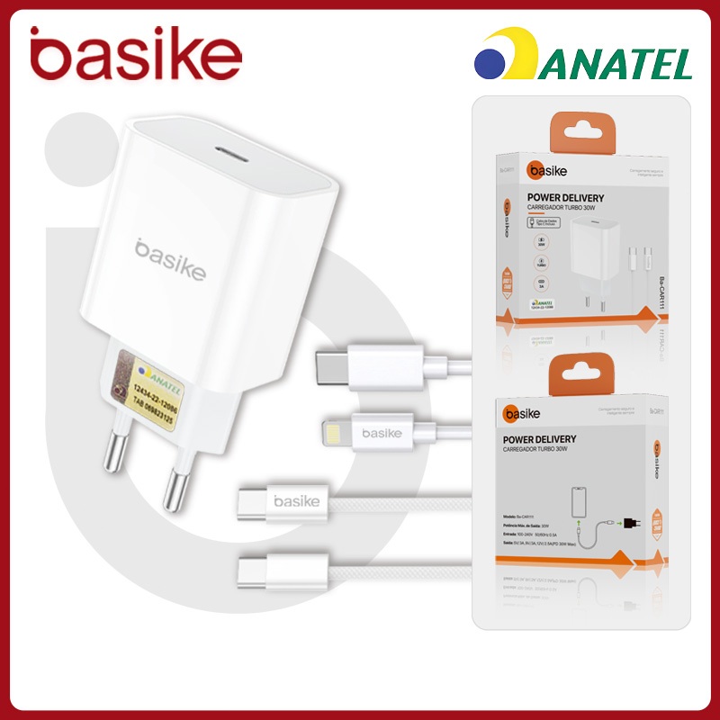 Basike Carregador Tipo-C/Lightning de Carregamento Turbo 30W Fonte carga rápida Torre Carregar Celular Portátil，CAR111 em Oferta na Shopee