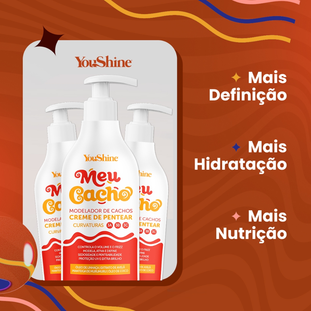 Creme De Pentear Modelador de Cachos Meu Cacho YouShine 500mL Encaracolando Hidratação Definição — imagem 2 de 2