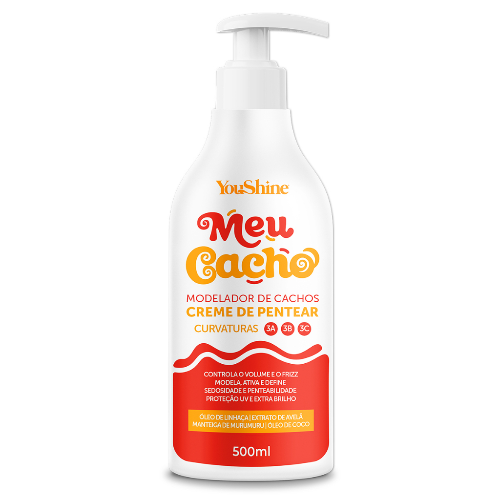 Creme De Pentear Modelador de Cachos Meu Cacho YouShine 500mL Encaracolando Hidratação Definição